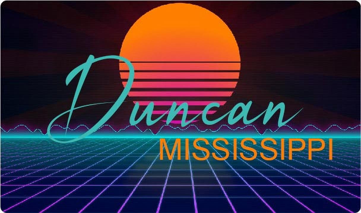 Duncan Mississippi 4 X 2.25Inch Vinyl Decal Stiker Retro Neon Design