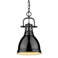 thumbnail image 1 of Duncan Small Pendant with Chain in Black with a Black Shade, 1 of 7