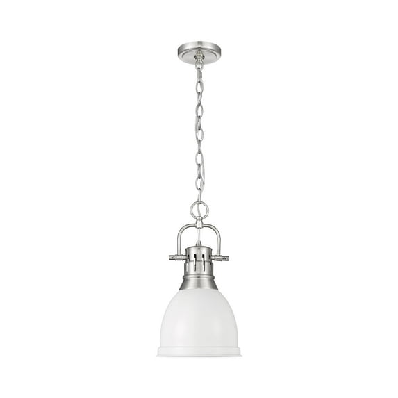 Yep by Golden Lighting Duncan 1-light 9in Chain Hung Pendant in Pewter and Matte White shade