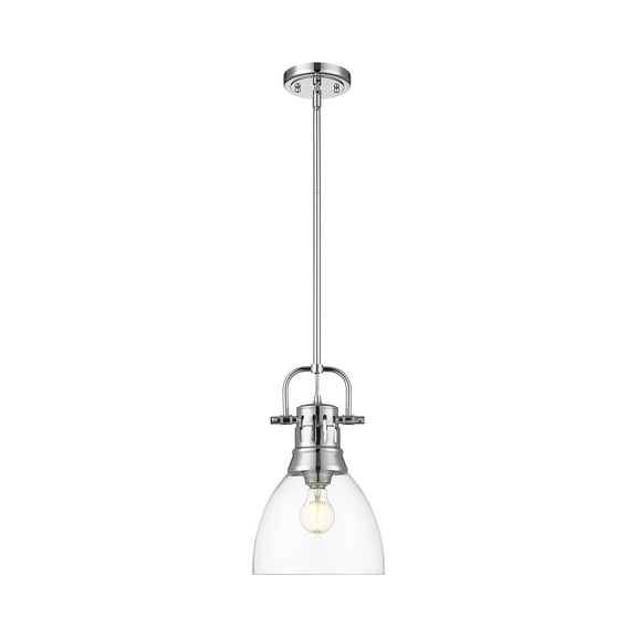 Yep by Golden Lighting Duncan 1-light 9in rod hung Pendant in Chrome and Clear Glass