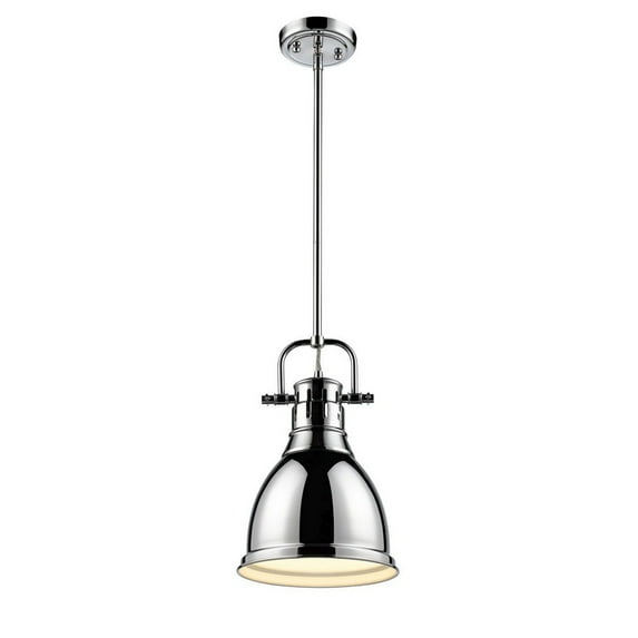 Yep by Golden Lighting Duncan 1-light 9in Rod Hung Pendant in Chrome