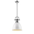 thumbnail image 1 of Yep by Golden Lighting Duncan 1-light 9in Rod Hung Pendant in Chrome and White shade, 1 of 10