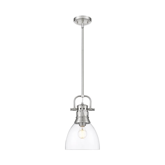 Yep by Golden Lighting Duncan 1-light 9in rod hung Pendant in Pewter and Clear Glass