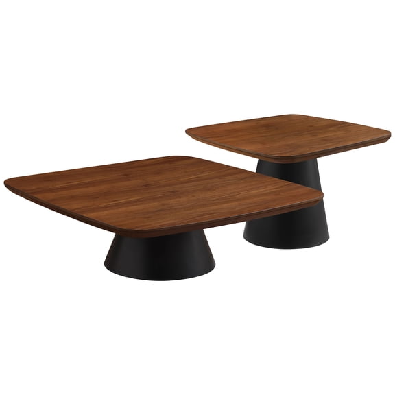 Duncan Walnut and Black 2-piece Coffee Table Set