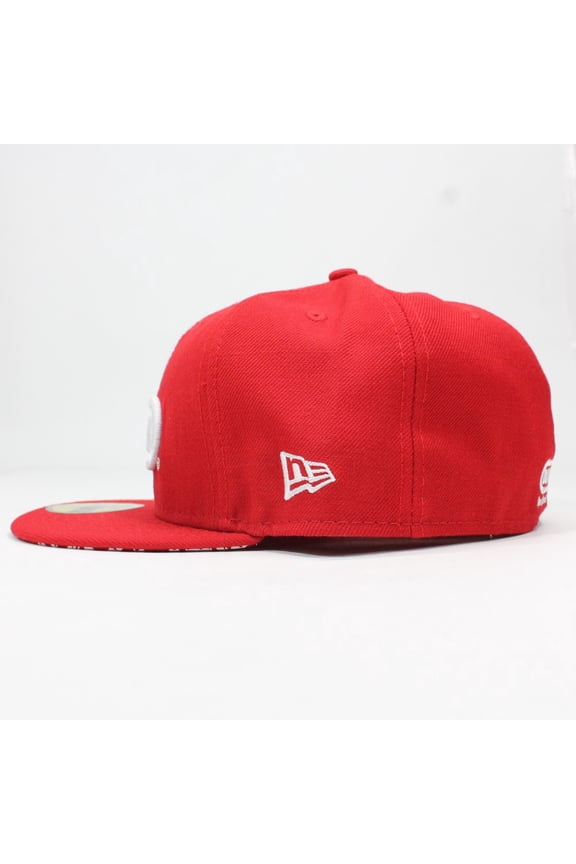 Yo-Yo Logo Fitted Baseball Cap - New Era Hat with Duncan Logo on Front and Underside of Brim (Red, 7 7/8")