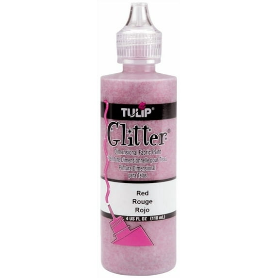Tulip Dimensional Fabric Paint – Glitter Red, 4 fl oz, Permanent Craft Paint for Clothes & DIY Projects