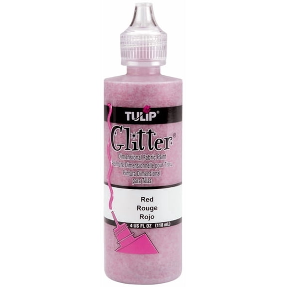 Tulip Dimensional Fabric Paint - Glitter Red, 4 fl oz, Permanent Craft Paint for Clothes & DIY Projects