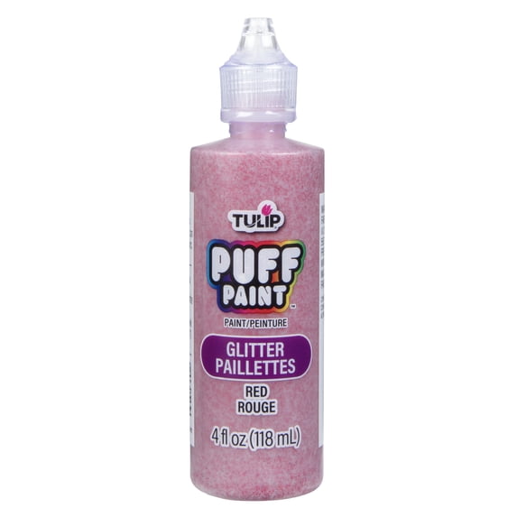 Tulip Dimensional Fabric Paint - Glitter Red, 4 fl oz, Permanent Craft Paint for Clothes & DIY Projects