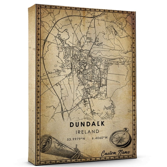 Dundalk Map Poster, Ireland Map Art Poster, Canvas, Dundalk Map City vintage Poster, Street Map Artwork Poster, Dundalk Map Canvas - 89AZ26