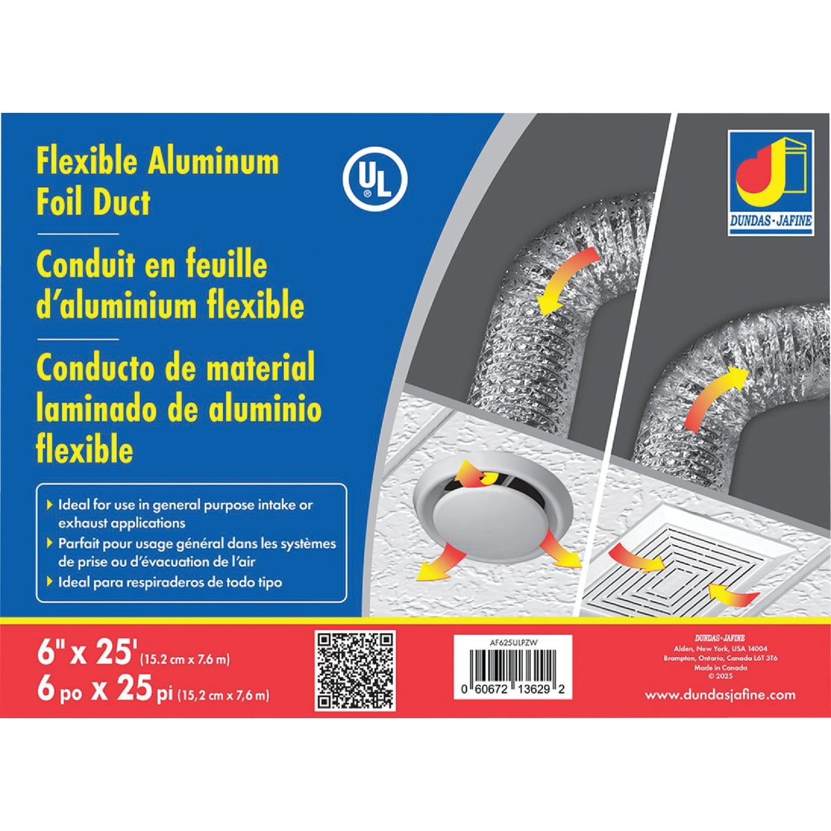 Dundas Jafine AF625ULPZW Vents, 6" x 25' — Residential Use, Standard Application