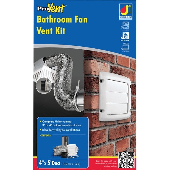 Dundas Jafine Bathroom & Utility Wall Bath Fan Vent Kit - Pack of 4  Residential Use, Standard Application