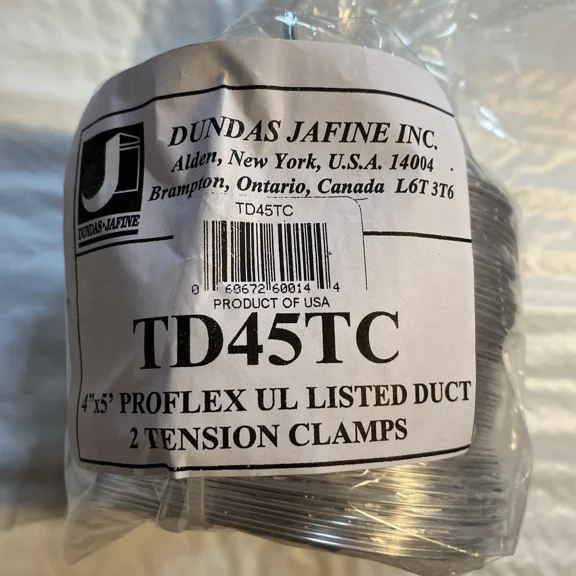 Dundas Jafine Dryer Vent With 2 Squeeze Clamps 4 X 5 Td45Tc (4 Inches By 5 Fee