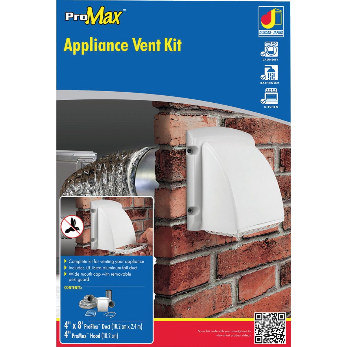 Dundas Jafine White Gas or Electric Dryer Vent Kit (4-Piece) TD48PMKZW6 — Residential Use, Standard Application