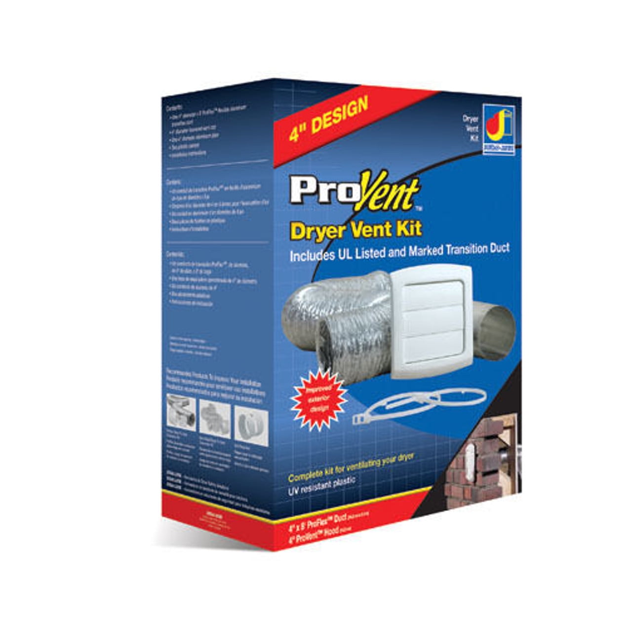 Dundas Jafine TD48PVKZW TD48PVKZW 4" Dryer Vent Louvered White Kit w/ 8