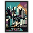 thumbnail image 1 of Dundee City Modern Abstract Geometric Cityscape Artwork Framed Wall Art Print A4, 1 of 4
