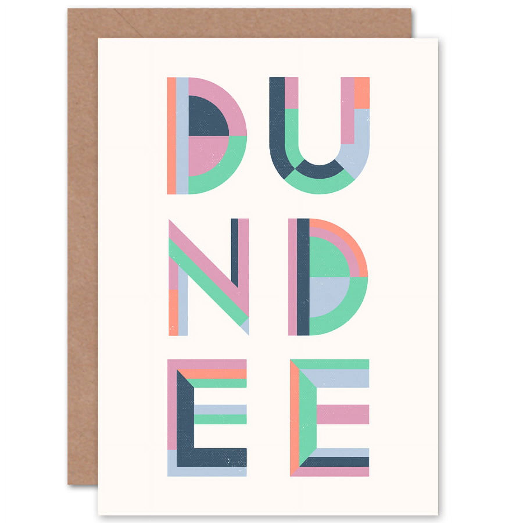 Dundee Colourful Word Greetings Card Plus Envelope Blank inside