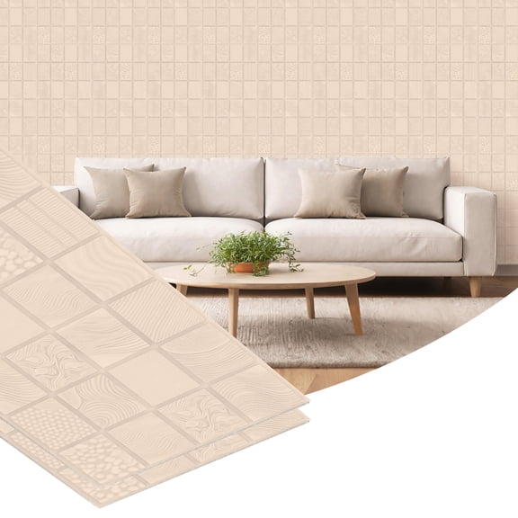 Dundee Deco 3D Peel and Stick Wall Panels, Moccasin, Sample 6" X 6"