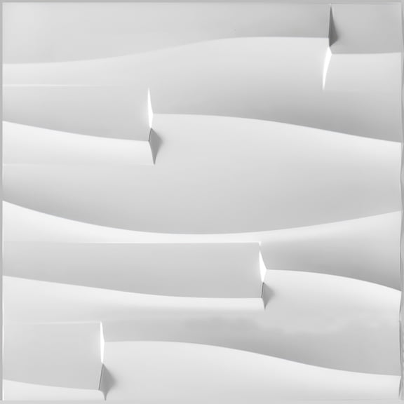 Dundee Deco 3D Wall Panels - Abstract Stripes Paintable White PVC Wall Paneling for Interior Wall Decor, Pack of 10, Covers 26.9 sq. ft