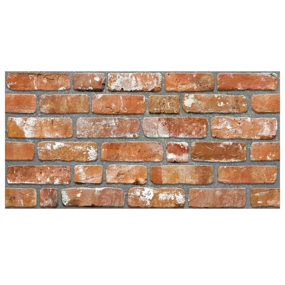 Dundee Deco 3D Wall Panels Brick Effect - Cladding, Red Orange Stone Look Wall Paneling, Styrofoam Facing for Living Room, Kitchen, Bathroom, Balcony, Bedroom, SAMPLE, Size 10 x 10 in.