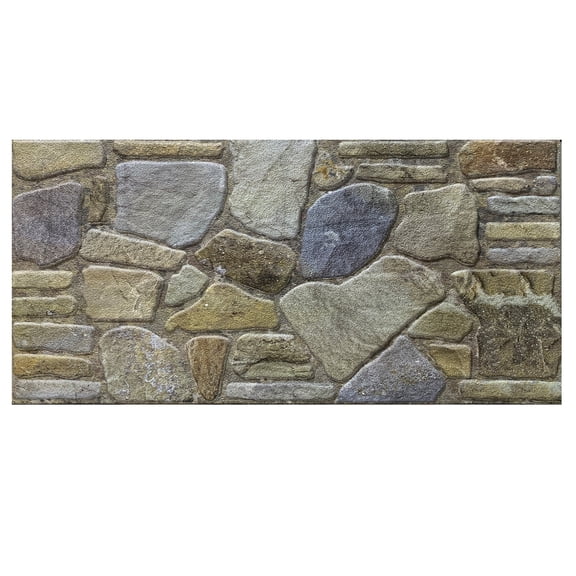 Dundee Deco 3D Wall Panels - Cladding, Blue Grey Buff Stone Look Wall Paneling, Styrofoam Facing for Interior and Exterior Applications, DIY, SAMPLE, Size 10 x 10 in.