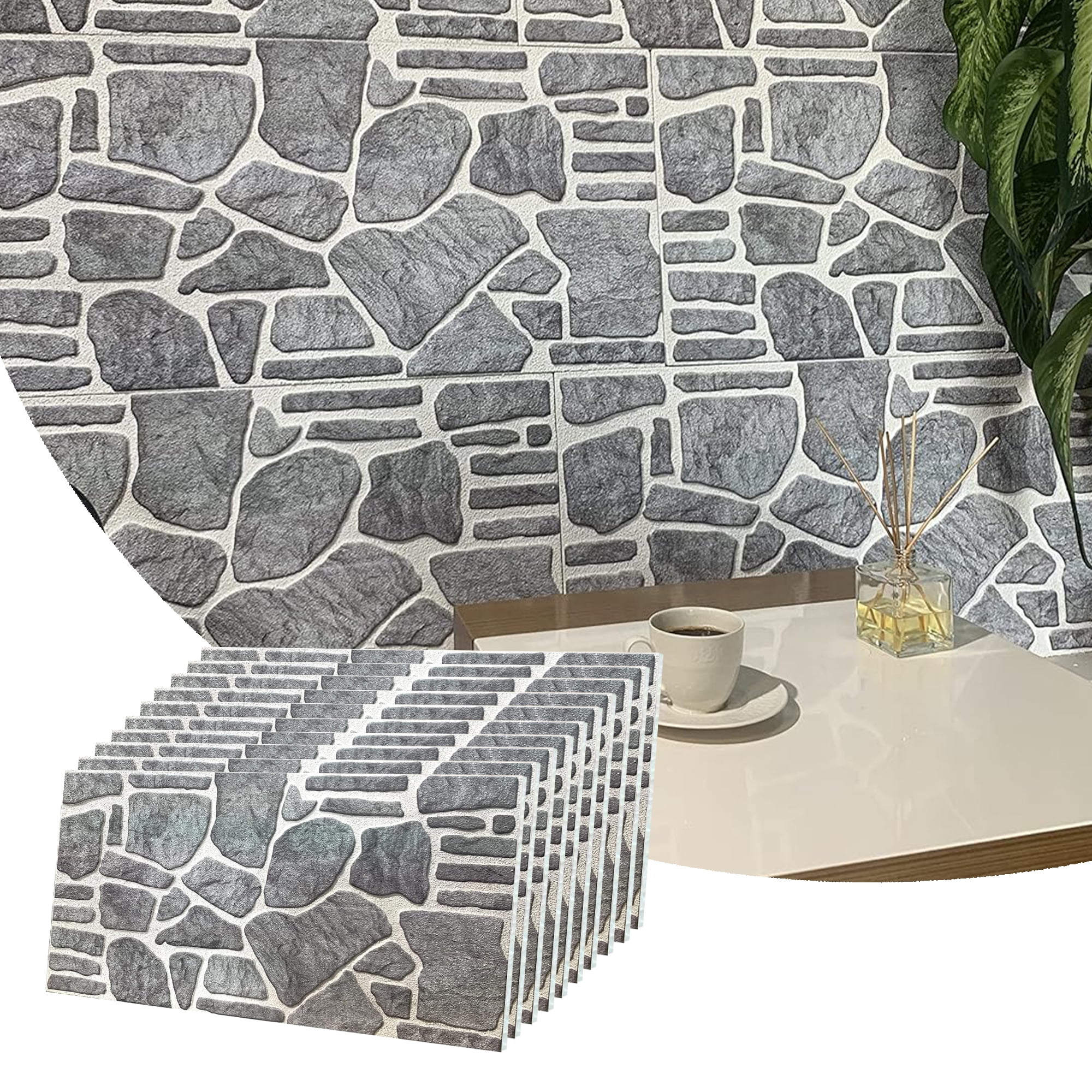 Cladding Cover Dundee Deco 3D Wall Panels - Cladding, Bluish Grey White Stone Look ...