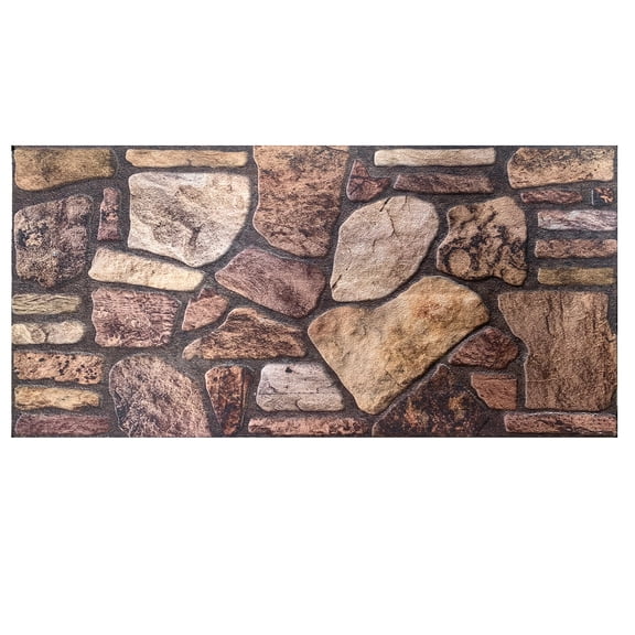Dundee Deco 3D Wall Panels - Cladding, Mahogany Brown Stone Look Wall Paneling, Styrofoam Facing for Interior and Exterior Applications, DIY, SAMPLE, Size 10 x 10 in.
