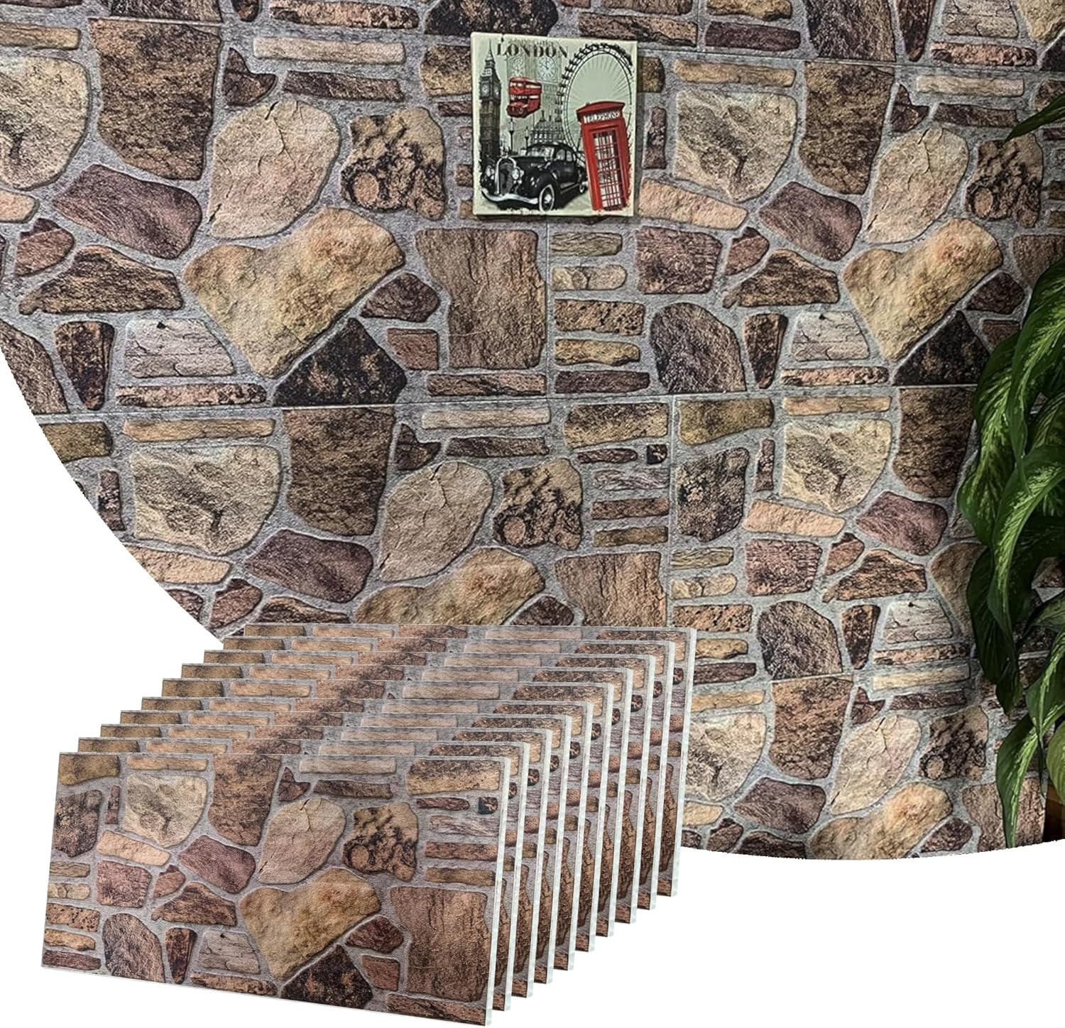 Cladding Cover Dundee Deco 3D Wall Panels - Cladding, Shades of Brown Grey Stone Look ...