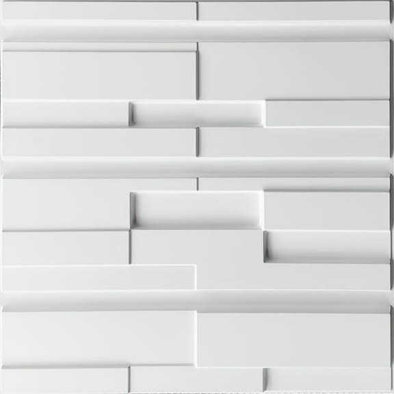 Dundee Deco 3D Wall Panels - Contemporary Bricks Paintable White PVC Wall Paneling for Interior Wall Decor, Pack of 10, Covers 26.9 sq. ft