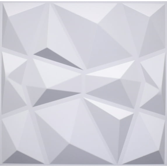 Dundee Deco 3D Wall Panels - Contemporary Diamond Paintable White PVC Wall Paneling for Interior Wall Decor, Pack of 5, Covers 13.5 sq. ft