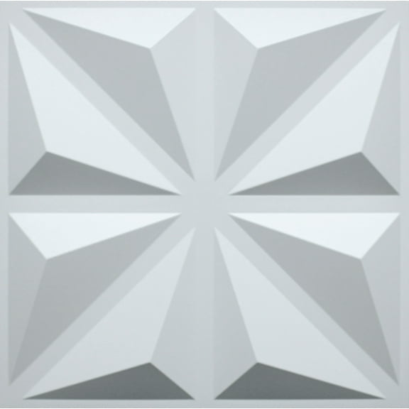 Dundee Deco 3D Wall Panels - Contemporary Geometric Paintable White PVC Wall Paneling for Interior Wall Decor, Pack of 5, Covers 13.5 sq. ft