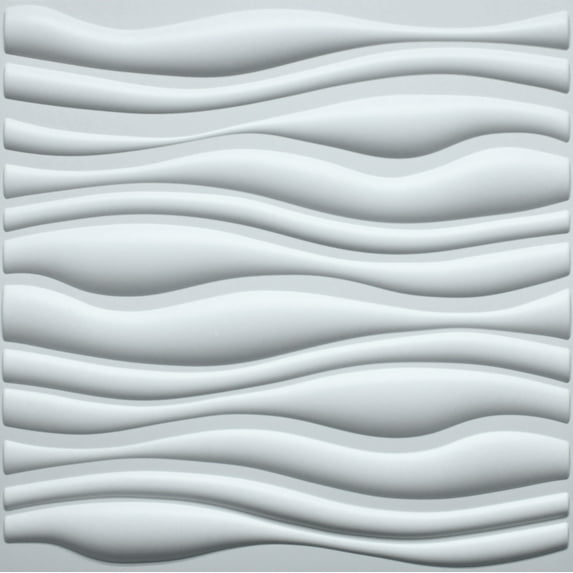 Dundee Deco 3D Wall Panels - Contemporary Wave Paintable White PVC Wall Paneling for Interior Wall Decor, Pack of 5, Covers 13.5 sq. ft