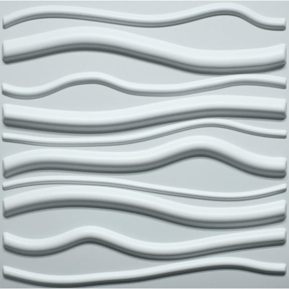 Dundee Deco 3D Wall Panels - Contemporary Waves Paintable White PVC Wall Paneling for Interior Wall Decor, Pack of 5, Covers 13.5 sq. ft