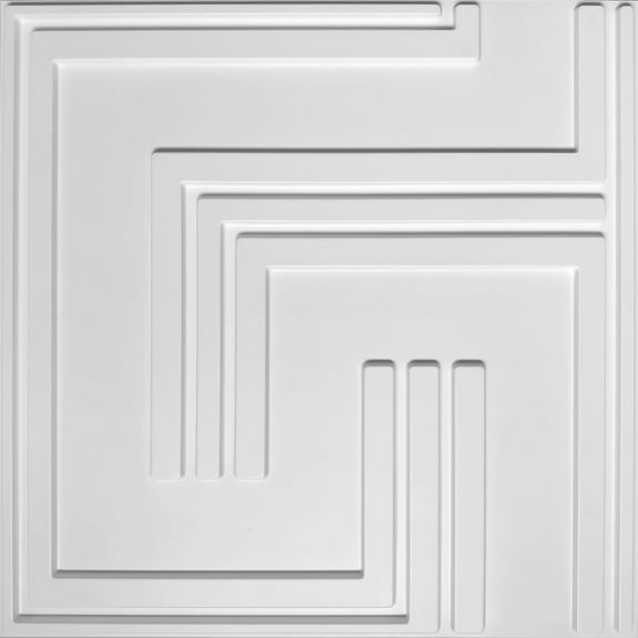 Dundee Deco 3D Wall Panels - Geometric Abstract Paintable White PVC Wall Paneling for Interior Wall Decor, Pack of 5, Covers 13.5 sq. ft