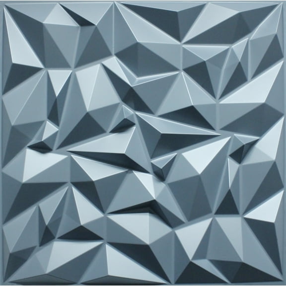 Dundee Deco 3D Wall Panels - Geometric Diamond Paintable Brilliant Silver PVC Wall Paneling for Interior Wall Decor, Pack of 5, Covers 13.5 sq. ft