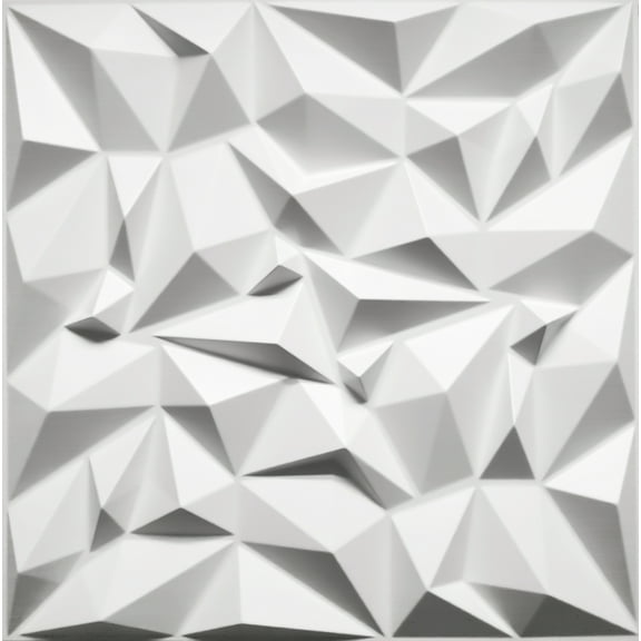 Dundee Deco 3D Wall Panels - Geometric Diamond Paintable White PVC Wall Paneling for Interior Wall Decor, Pack of 10, Covers 26.9 sq. ft