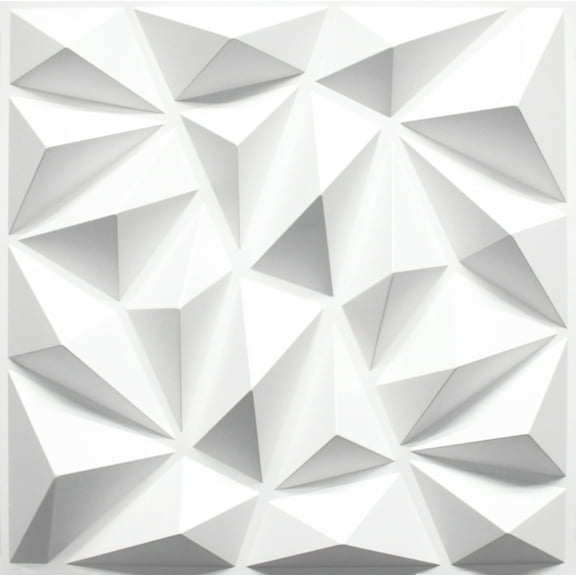 Dundee Deco 3D Wall Panels - Geometric Diamond Paintable White PVC Wall Paneling for Interior Wall Decor, Pack of 10, Covers 26.9 sq. ft