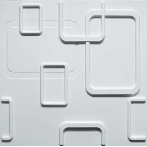 Dundee Deco 3D Wall Panels - Geometric Shapes Paintable White PVC Wall Paneling for Interior Wall Decor, Pack of 10, Covers 26.9 sq. ft