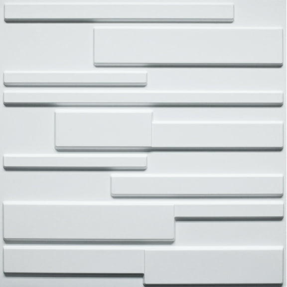 Dundee Deco 3D Wall Panels - Modern Bricks Paintable White PVC Wall Paneling for Interior Wall Decor, Pack of 5, Covers 13.5 sq. ft