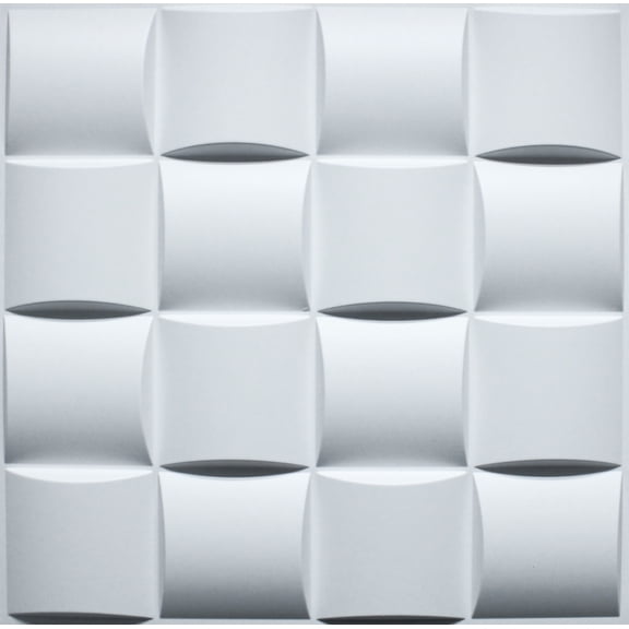Dundee Deco 3D Wall Panels - Modern Checkered Paintable White PVC Wall Paneling for Interior Wall Decor, Pack of 5, Covers 13.5 sq. ft