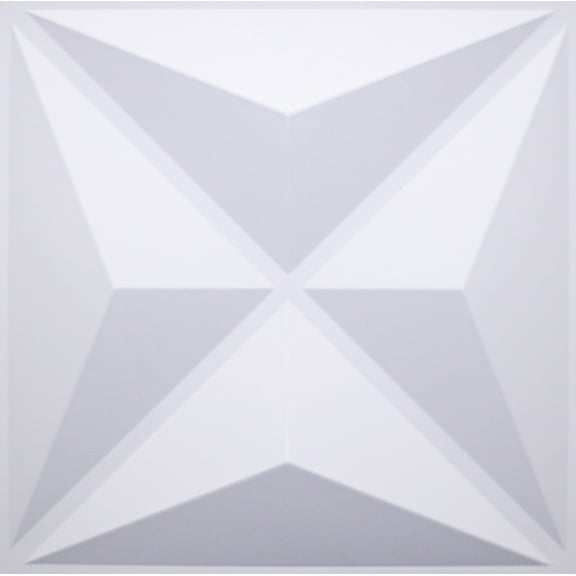 Dundee Deco 3D Wall Panels - Modern Diamond Paintable White PVC Wall Paneling for Interior Wall Decor, Pack of 10, Covers 26.9 sq. ft