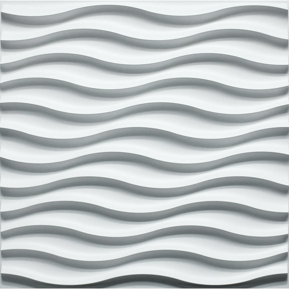 Dundee Deco 3D Wall Panels - Modern Wave Paintable White PVC Wall Paneling for Interior Wall Decor, Pack of 5, Covers 13.5 sq. ft