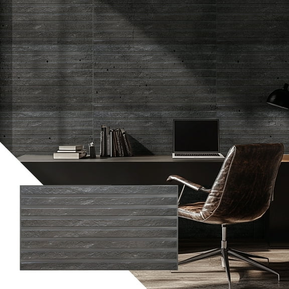 Dundee Deco 3D Wall Panels, PVC, Faux Wood in Black, Sample 6 in X 6 in