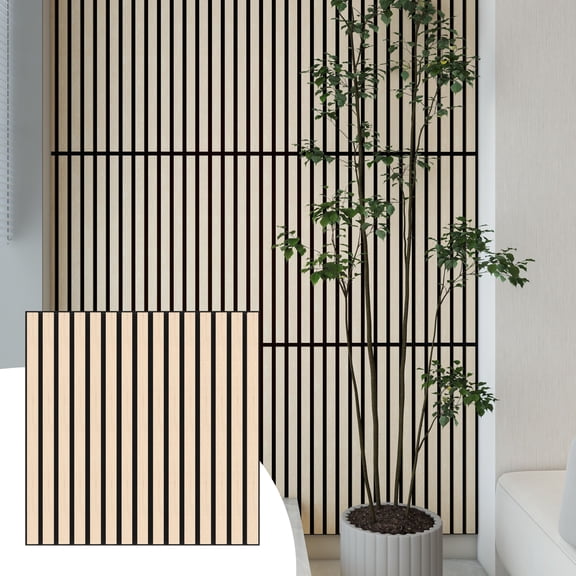 Dundee Deco Acoustic Panels, Wooden Slats for Decor and Noise Reduction - 3D Wall Panels or Ceiling Panels - White, Grey - Sample 6" x 6"