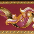 thumbnail image 1 of Dundee Deco BD3204 Peel and Stick Abstract Damask Scroll Magenta Burgundy Wallpaper Border Retro Design Roll 33 ft x 4 in 10m x 10cm Self Adhesive, 1 of 4