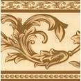 thumbnail image 1 of Dundee Deco BD3208 Peel and Stick Coffee with Cream Grey Green Vines Beige Damask Wallpaper Border Retro Design Roll 33 ft x 4 in 10m x 10cm Self Adhesive, 1 of 4