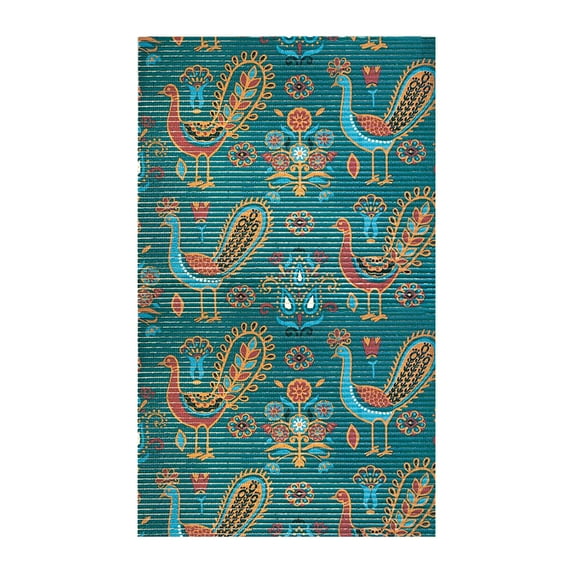 Dundee Deco Birds Bathroom Mat - 31" x 26" Blue Waterproof Non-Slip Quick Dry Rug, Non-Absorbent Dirt Resistant Perfect for Kitchen, Bathroom and Restroom