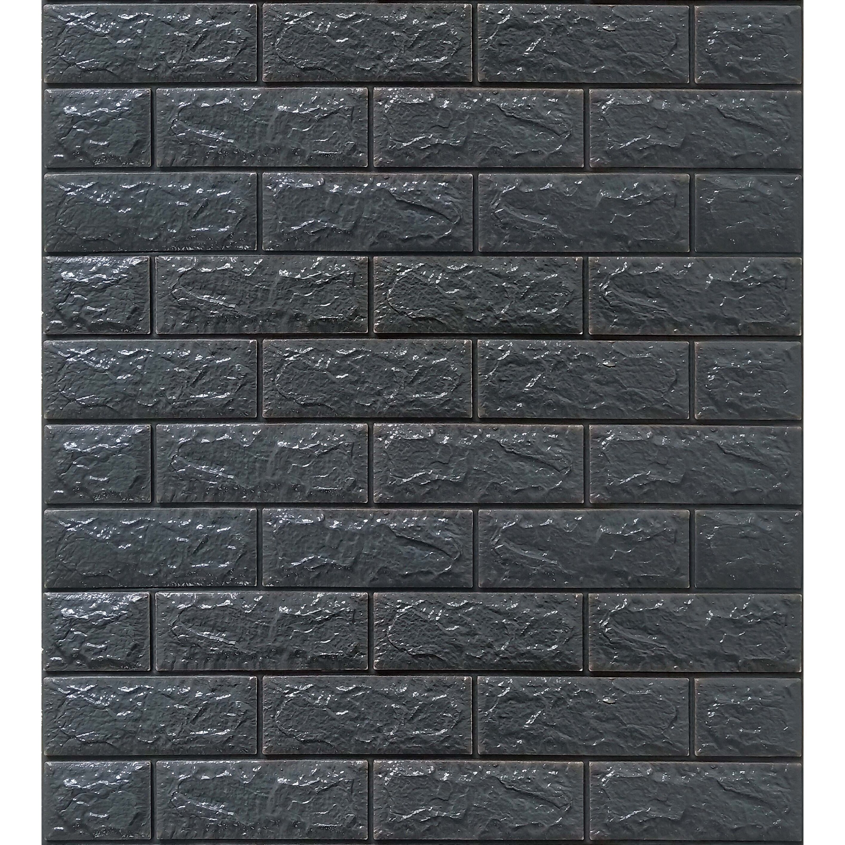 Dundee Deco Charcoal Marble Bricks PE Foam 3D Wall Panels, Decorative Wall Paneling 58 sq ft; 28'' X 30'', Pack of 10