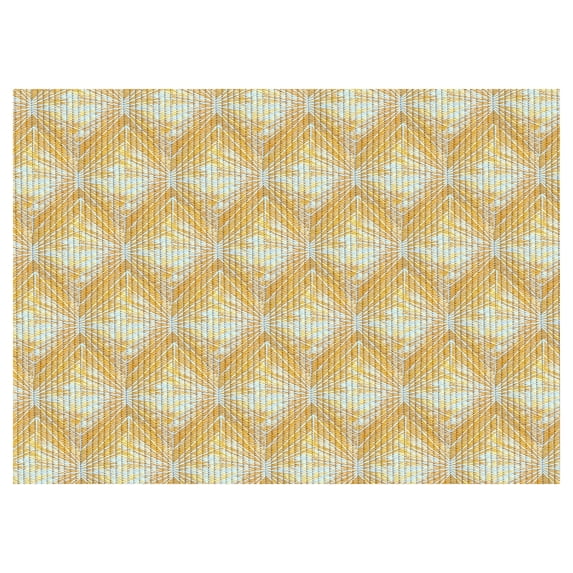 Dundee Deco Diamond Bathroom Mat - 35" x 26" Yellow Waterproof Non-Slip Quick Dry Rug, Non-Absorbent Dirt Resistant Perfect for Kitchen, Bathroom and Restroom