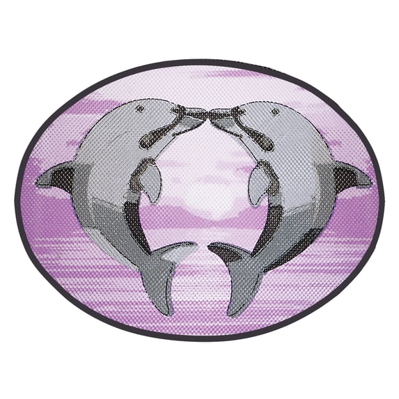 Dundee Deco Dolphin Bathroom Mat - 26" x 19" Lilac Waterproof Non-Slip Quick Dry Rug, Non-Absorbent Dirt Resistant Perfect for Kitchen, Bathroom and Restroom