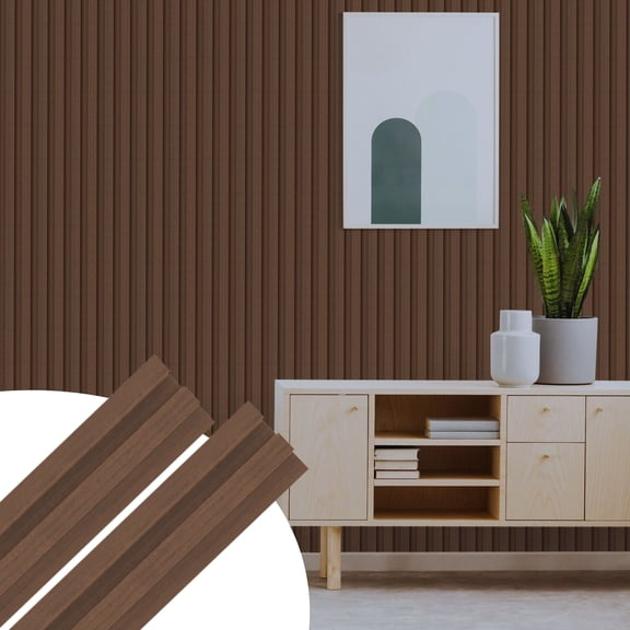 Dundee Deco Fluted 3D Wall Panels - Modern DIY Decorative Wooden Wall Panels - Easy to Install - Walnut Brown - Sample 5" x 5"